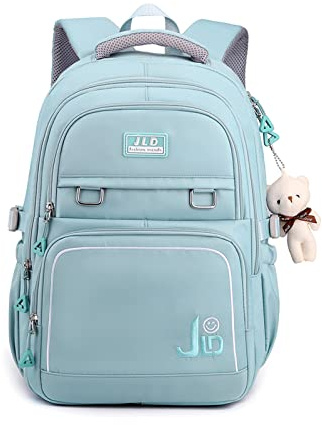 FANDARE Schulrucksack Schulrucksack Ultraleicht Daypacks Kinderrucksack Schultasche Jungen Mädchen Rucksack Schulranzen Outdoor Reise Daypacks mit Plüsch Anhänger Wasserdicht Nylon Blau