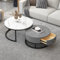 Runder Couchtisch 2er-Set, Beistelltisch-Set mit Schubladen, Sofatisch mit Schiefer-Marmor-Textur, Metallrahmen, moderner Teetisch für Schlafzimmer, Wohnzimmer, Möbel, Dekoration, multip
