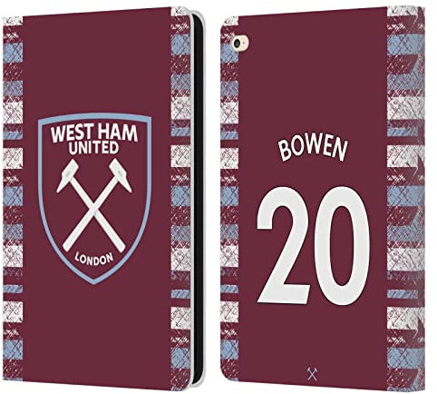 Head Case Designs Offizielle West Ham United FC Jarrod Bowen 2022/23 Spieler Home Kit Leder Brieftaschen Handyhülle Hülle Huelle kompatibel mit Apple iPad Air 2 (2014)