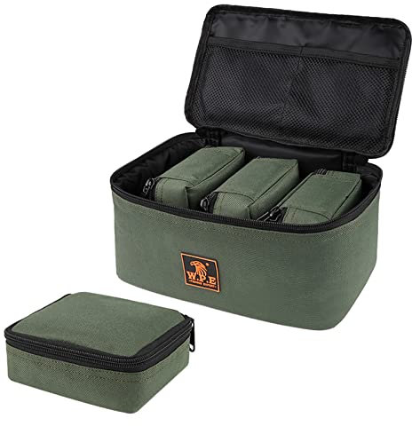 HUIOP Fishing Tackle Bag with 4 Small Pouches, Fishing Reel Lure Storage, Organizer Bag, Army Green