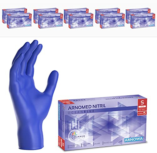 1000x ARNOMED® Guanti nitrile S Blu Scuro, Guanti monouso senza polvere e lattice, Guanti plastica usa e getta dermanytril, Per cucina, pulizia casa, alimenti e tattoo XS, S, M, L, XL
