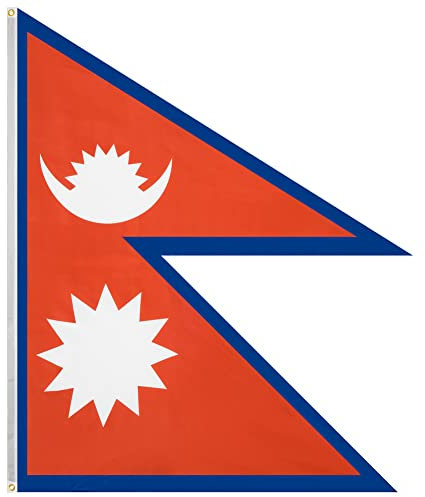 MUWO Flagge Nations Together 90 x 150 cm Nationalmanschaften, doppelseitige Gartenflagge, wetterfeste Fanflagge, Fußballflagge Polyester Länderfagge Deutschland mit Ösen (Nepal)