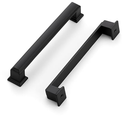 Ravinte Hardware 10 Pack Matte Black Cabinet Pulls, 5 Inch (128mm) Hole Center Zinc Alloy Drawer Handles for Kitchen Cabinets, Cupboards, Dressers, Square Solid Metal Hardware