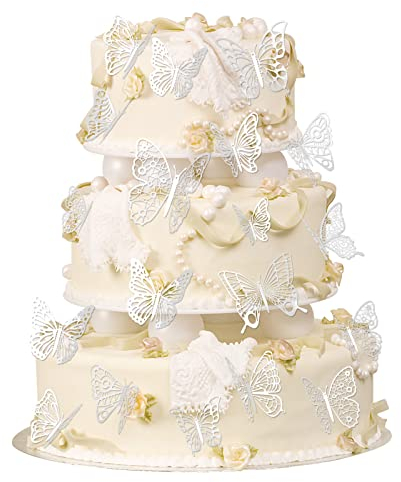 OSDUE Topper de Pastel, Topper de Pastel de Mariposa, Topper de Pastel de Cumpleaños de Mariposa, Topper de Pastel de Fiesta de Cumpleaños para Decoración de Comida de Fiesta de Cumpleaños de Boda