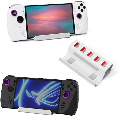 JOYTORN Stand Base Holder for ASUS Rog Ally X/Steam Deck,Frosted Aluminum Alloy Playstand for Rog Alloy with SD Card Slots,Anti-Slip Silicone Pad-White