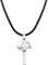 Viwind Halskette Herren Kreuz mit Anhänger 2.5MM Breit Leder kette Länge 55cm Edelstahl Ketten für Herren Damen mit Geschenkbox