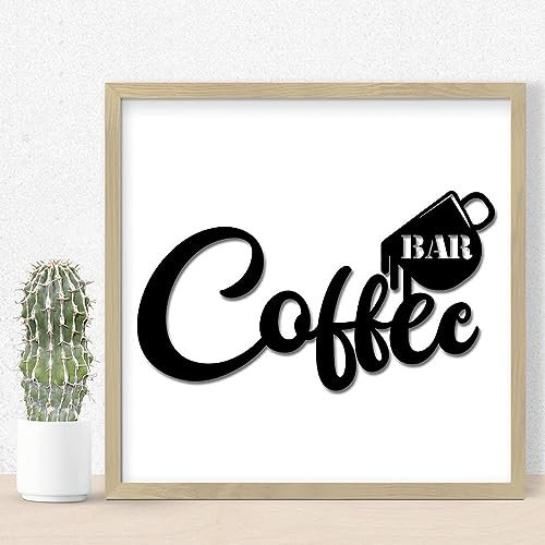 WSDESDEC Coffee Bar Framed Wall Art Sign Country Wall Décor Distressed Cafe Themed Coffee And Tea Bar Signs Custom Wooden Signs for Room Table Mantel 12x12in