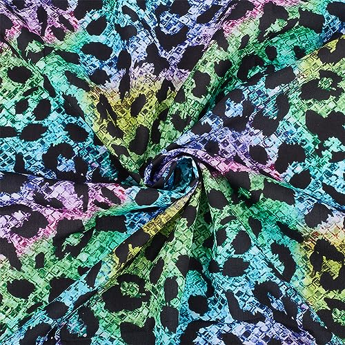 FINGERINSPIRE 1 m Regenbogen Leoparden Stoff Meterware 1.5 m Breiter Stoff Mit Leopardenmuster Polycotton Regenbogen Leoparden Polsterstoff Zum Nähen DIY Stoff Für Kleidungsdekoration