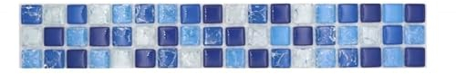 Mosaik Borde Bordüre Glasmosaik bebrochen mix weiss blau MOS92BOR-0104