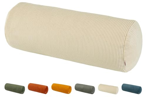 beties HYggelig No.1 Trendiger Cord-Samt XL Rollenbezug ca. 25x70 cm Nackenrollenbezug Beinkissen-Hülle in Raumausstatter Qualität (Kreide-beige)
