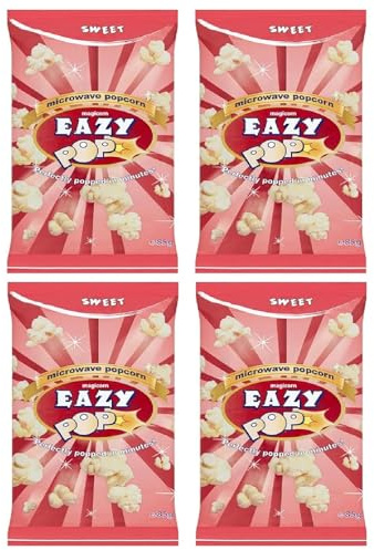 Eazy Pop Microwave Popcorns | Magicorn Salted, Sweet & Butter Popcorns Seeds | Popping Pop Corn Kernels for The Vegetarians Family | Perfectly Popped in Minutes (4 Pack, Sweet)