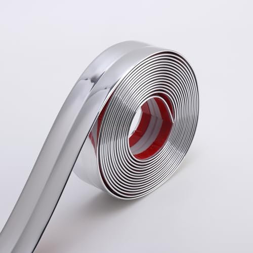 Trimold Shiny Silver Multifunctional Wall Molding Trim & Corner Guards & Caulk Strip, Apply in Table Edge Door Frame Baseboard for Protection and Decoration, 5m x 4cm