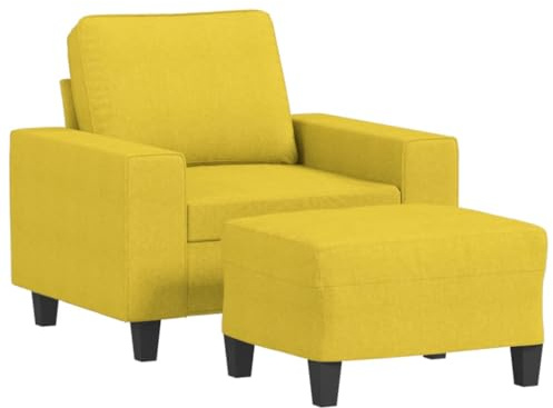 vidaXL Fauteuil avec Repose-Pied Jaune Clair 60 cm Tissu