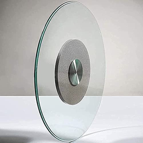 Generisch Glass Lazy Turntable Runder Drehteller aus gehärtetem Glas mit leisen Lagern, um 360° drehbare Servierplatte, geeignet für Geburtstagsfeiern, Familienessen und Bankette,Silver-70cm