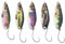 LT Easiyl Confezione da 5 esche da pesca simulate in metallo con paillettes, cucchiaini da pesca in metallo glitterato, esche per trota, amo singolo, per pesce persico, trota