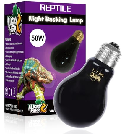 LUCKY HERP Reptilien Terrarium Wärmelampe, 50W UVA Schildkröten Nacht Lampe, E27 Wärmelampe für Reptilien Tiere, Schildkröten, Chamäleon, Gecko, Schlangen