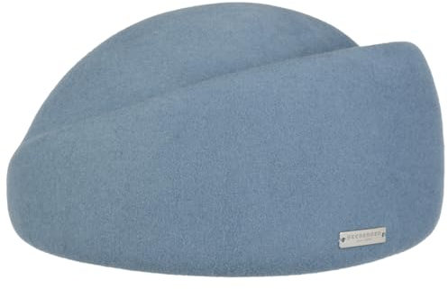 Seeberger Pillbox Wollfilzmütze für Damen, Blau, Einheitsgröße, 6 7/8-7 1/8, Blau, 6 7/8/7 1/8