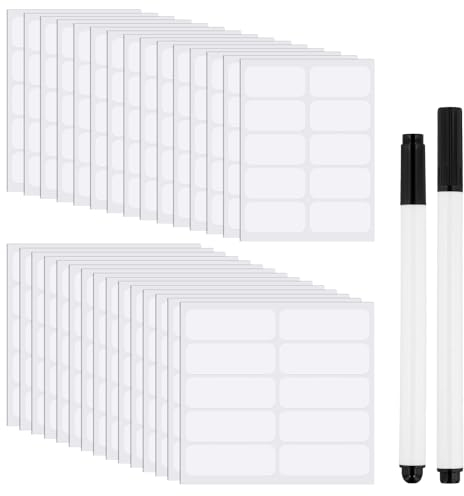 100uds de Ropa sin Hierro 2 Marcadores tela Permanentes Etiquetas Nombres Autoadhesivas Escribibles Impermeables Personalizadas Lavandería para Hogares Ancianos Guarderías Campamentos (Blanco)