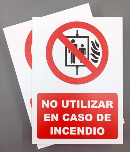 Cartel No Utilizar en Caso de Incendio18x25 cm Pack 2ud Señal de Seguridad Industrial y EPI (No usar)
