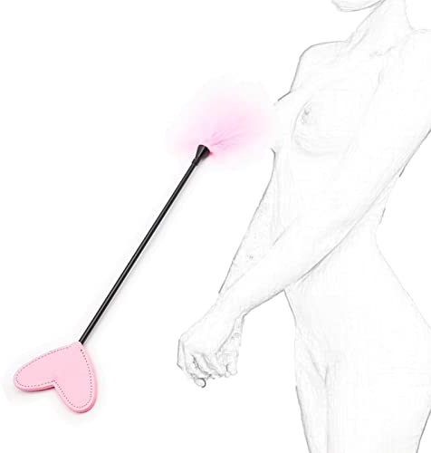 Fouet érotique Flogger avec pagaie en forme de cœur en cuir et chatouilleur de plumes de luxe chatouilleur de flirt BDSM bondage fessée fouet à clitoris en plumes jeu de rôle érotique jouet sexuel