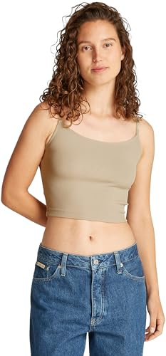 Calvin Klein Damen Tank Top Elastic Strappy Top mit Logoträgern