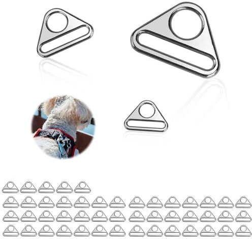 HERKINDNESS Metall Dreieck Schnallen, 50 Stück D Ringe 30MM, Dreieck Schnalle Versteller, D Ringe Halbringe Triangle für Trennen Oder Verbinden von Taschen, Gürteln (Silber)
