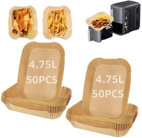 Camiraft 100PCS Baking Paper Liners for Air Fryer SL400UK Ninja Double Stack XL 9.5L,Air Fryer Accessories for Ninja Stack XL SL400UK