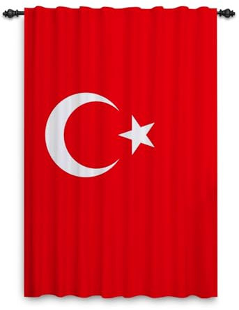 ggaimwf Gardinen Vorhänge Türkische Nationalflagge Einfach Gemustert Fenstervorhänge mit Bleistiftfalten Home Office Vorhänge für Schlafzimmer Wohnzimmer Sichtschutz Raumteiler 132x214cm 1 Panel