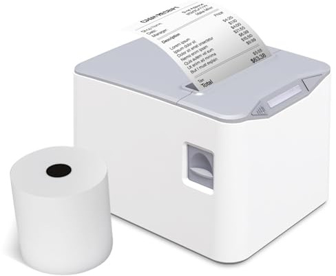 SHUAIGUO Thermo-Belegdrucker, 80 mm, Desktop-Thermodirektdruck, USB- und LAN-Verbindung, hohe Geschwindigkeit, mit automatischer Schneidevorrichtung, großer Papierbehälter, Unterstützung von ESC/POS