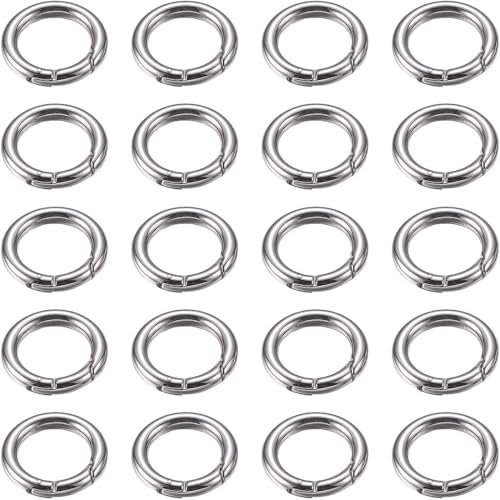 ZUWIJEQ 20 stück Karabiner Rund, Karabinerhaken Rund 20mm, Runder Karabiner Silber, Karabiner Ring, Schlüsselanhänger Ringe für Tasche Schmuck Schlüsselring Hundeleine DIY Handwerk Machen