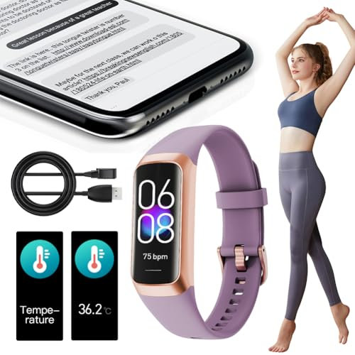 Fitness Tracker, Activity Tracker with Step and Calories Counter, IP67 Waterproof Fitness Watch, 1.1 Inch Smart Watch with Heart Rate/Blood Oxygen Sleep Monitor, Sports Watch for Android IOS (Purple)