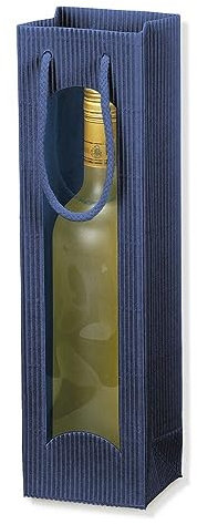 1er Flaschentasche, Geschenktasche, Weintasche, 10 + 8,5 x 36 cm, Dunkelblau, 20 Stück