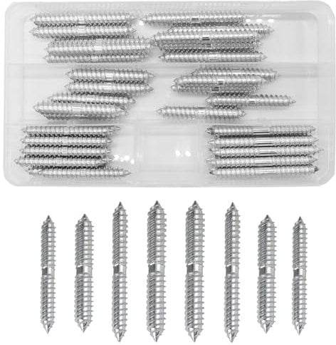 40 Pezzi Bulloni a Gancio M8/M6 Lunghezza Bulloni a Testa Doppia Viti Autofilettanti 6mm/8mm Giunti in Legno per Mobili Ciascuno(50/60 mm)