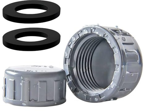 Ctyjia 2 Stück PVC Gewindekappe, 50mm Rund Innengewinde Schlauchverbinder, mit Gummidichtungen, Blindstopfen für Rohrenden