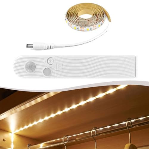 BlissfulAbode Automatische LED-Körpersensor-Licht, intelligenter LED-Sensor-Lichtstreifen für Unterbett- und Schrankgebrauch (warmes Licht, 1 m)