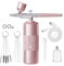 Kit compressore d'aria per aerografo, set di aerografo portatile per trucco, ricaricabile, senza fili, senza intasamento, ad alta pressione, per nail art, trucco, pittura, decorazione torte (rosa B)