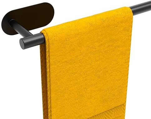 Porta Asciugamani Bagno Nero 40 cm - Adesivo a Parete, Duraturo e Facile da Installare | Appendi Asciugamani Bagno Portapanni d’argento senza perforazione