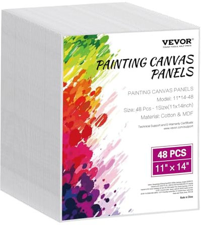 VEVOR Toile blanche pour peinture, lot de 48, toile à peindre, 280x355 mm, tableau en toile pour la peinture pour croquis, peinture acrylique et à l'huile, aquarelle, pour enfants et professionnels