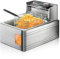 Maya Range Electric Deep Fat Fryer, 5.5 Litre Commercial Deep Fryer Easy Clean, Adjustable Temperature Control, Chip Pan with Basket & Lid for Kitchen, Restaurant, 2500W, Stainless Steel
