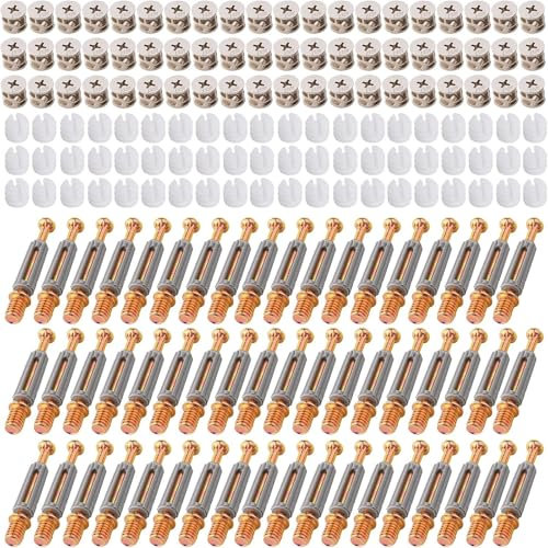 50 Stück Exzenter Möbelverbinder Set,15mm Möbelverbindungsbeschläge,Zinkdruckguss Vernickelt Möbelschrankverbinder für Möbel Tischschränken