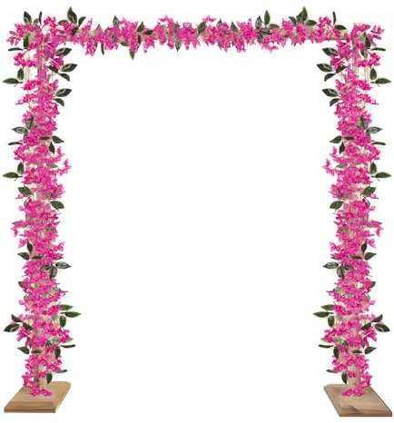 Guirnalda de flores artificiales de buganvilla de 5.9 pies, flores de buganvilla de seda falsa, corona de buganvillas artificiales para centros de mesa, camino de mesa, decoración de pared de arco de