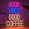 ineonlife Good Vibes Good Coffee Neon Led, Coffee Led Neon, Enseigne Lumineuse à Intensité Variable pour Décoration Murale, Lampe Néon à Lettres pour Café,Dessert,Restaurant,Fête