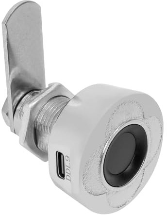 Xigner Serratura per impronte digitali, 18 mm, con ricarica USB, serratura per cassetta delle lettere con 6 – 8 mesi, in standby per armadietti e mobili (5 – 12 mm) (argento)