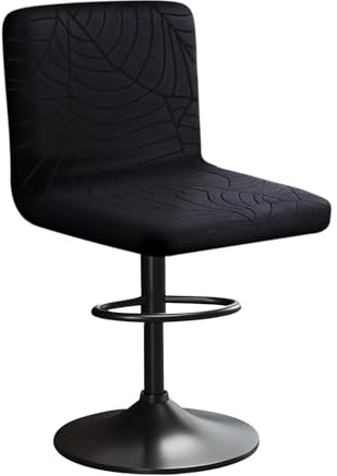 HuaLiSiJi Stretch Barhocker Stuhlhussen Bezüge Blattmuster Samt Bar Stuhlhussen, Einer Weichen Textur, Dehnbar Knitterfrei Waschbar Staubdicht für Hotel, Restaurant, Küche (1, Schwarz)