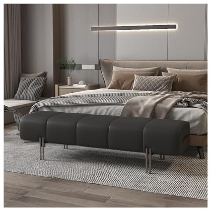 LICONG-2020 Beistelltisch Bett-Endhocker, Schlafzimmer-Bett-Vorderhocker, Bettcouch, Leder, minimalistisch, Garderoben-Sofa-Hocker, Softpack-Schuh, Lange Bank Lange Bank(Schwarz)