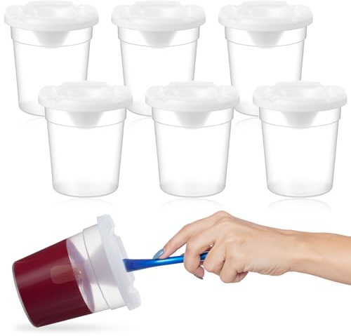 6Pcs Paint Pots with Lids - Reusable Paint Pots for Kids, No-Spill Kettle with Lid Design for Art Classes, Painting Projects, and Craft Supplies