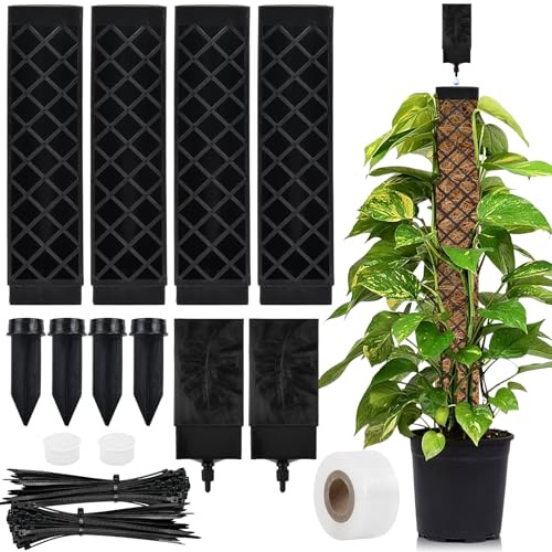 Moosstab für Monstera Rankhilfe Zimmerpflanzen 113cm Rankhilfe Monstera Pflanzstab Efeutute Pflanzenhalter, Moosstab Rankstab Rankstäbe Plastik mit Pflanzen Gießhilfe Kabelbinder für Gartenbepflanzung