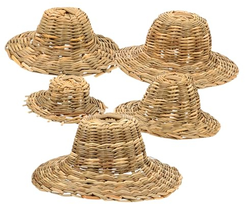 STOBAZA 5 Piezas Mini Sombreros de Paja Tejidos Mano Sombreros Decorativos Pequeños para Manualidades Adornos Livianos para Muñecas y Decoración Creativa