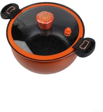 Micro-Pressure Non-Stick Cooking Pot for Beans and Grains, Quick Simmer Saucepan with Safety Valve, Metal Kitchen Tool, Orange(Orange 8L)