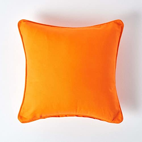 Homescapes orange Kissenhülle 30 x 30 cm, Deko-Kissenbezug mit Reißverschluss aus 100% Baumwolle, unifarbener Zierkissenbezug für Dekokissen und Sofakissen